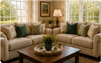 Furnished living room at The Bailey Haven