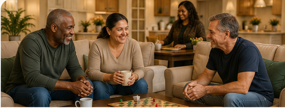 Residents connecting in a common area